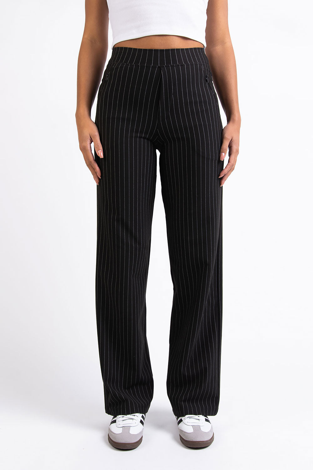 Holly 01High ActiveFlex Straight Pants - Black Striped