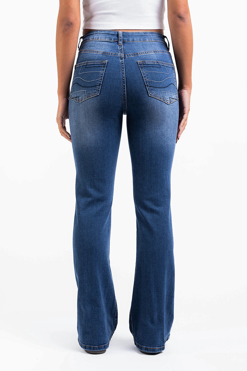 Ingrid 02High Flared Jeans - Mid Blue