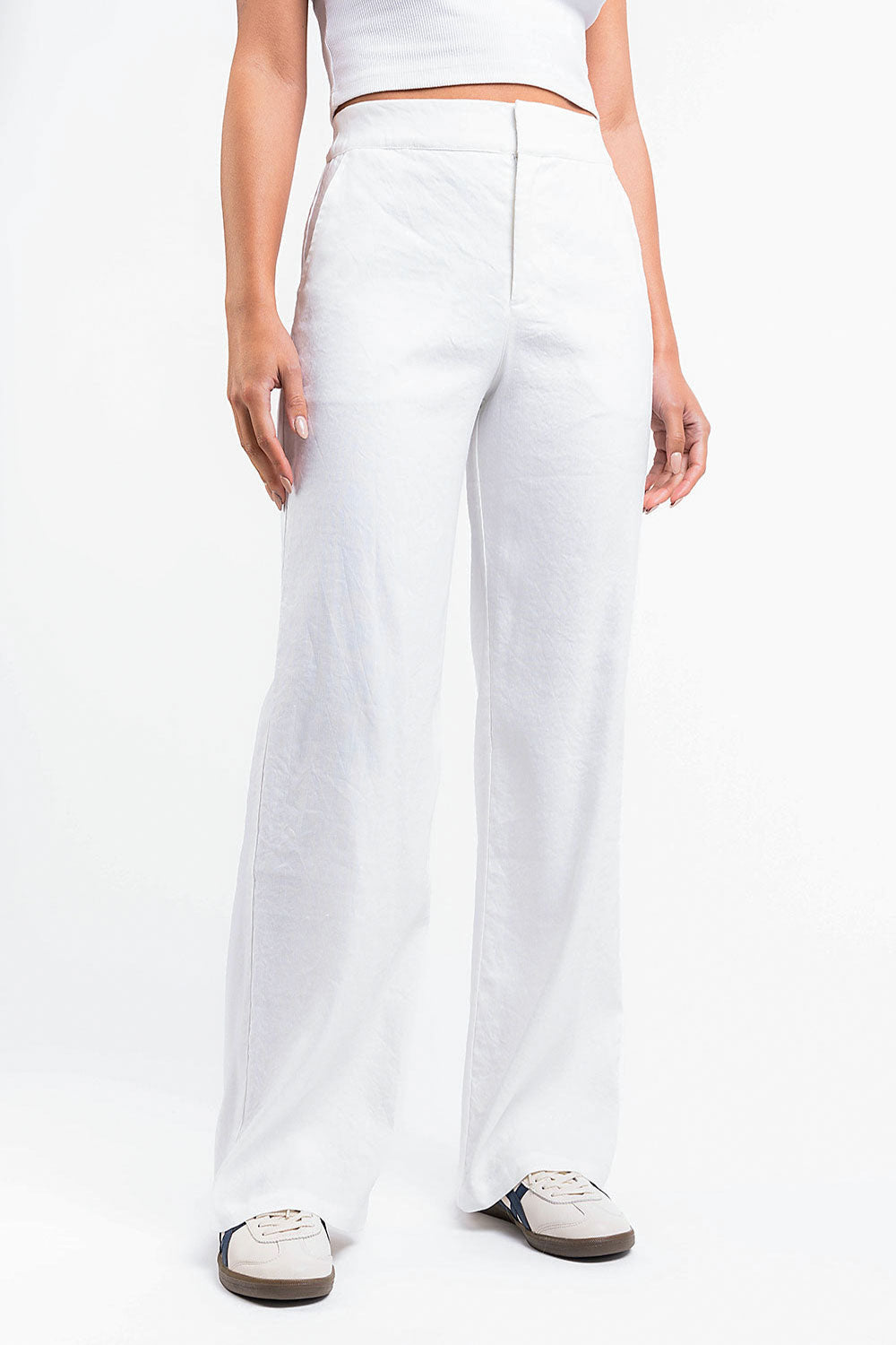 Edda 01High Straight Linen Pants - White