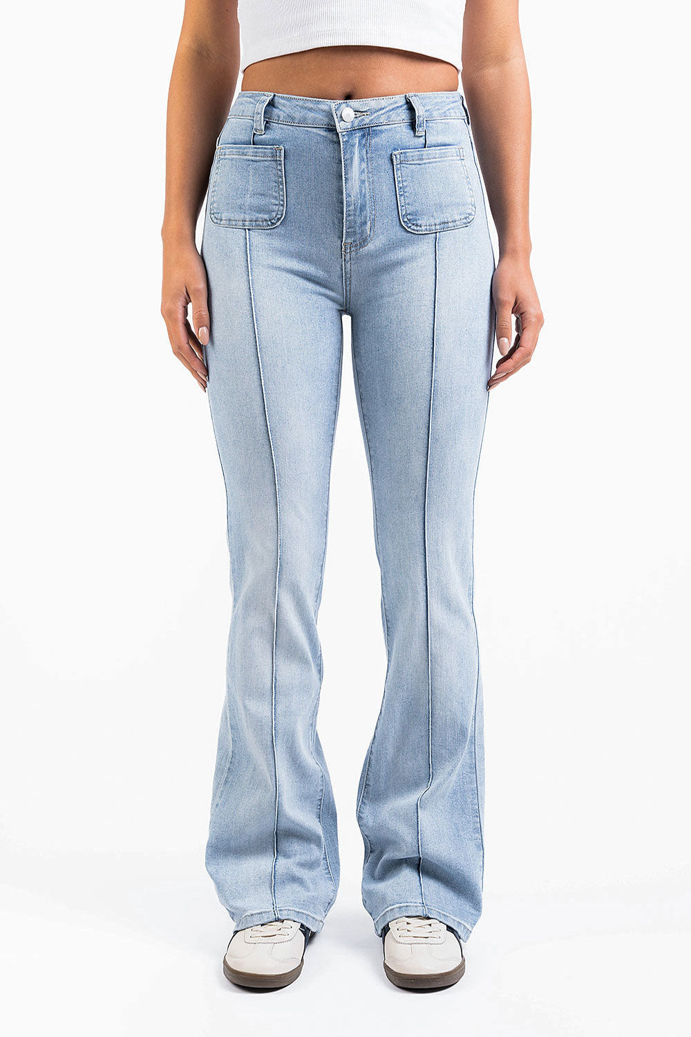 Claire 01High Bootcut Jeans - Bleach Blue