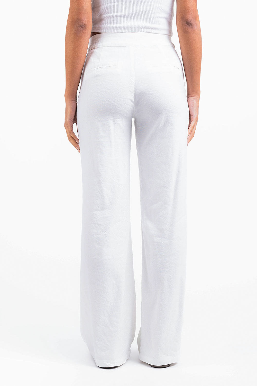 Edda 01High Straight Linen Pants - White
