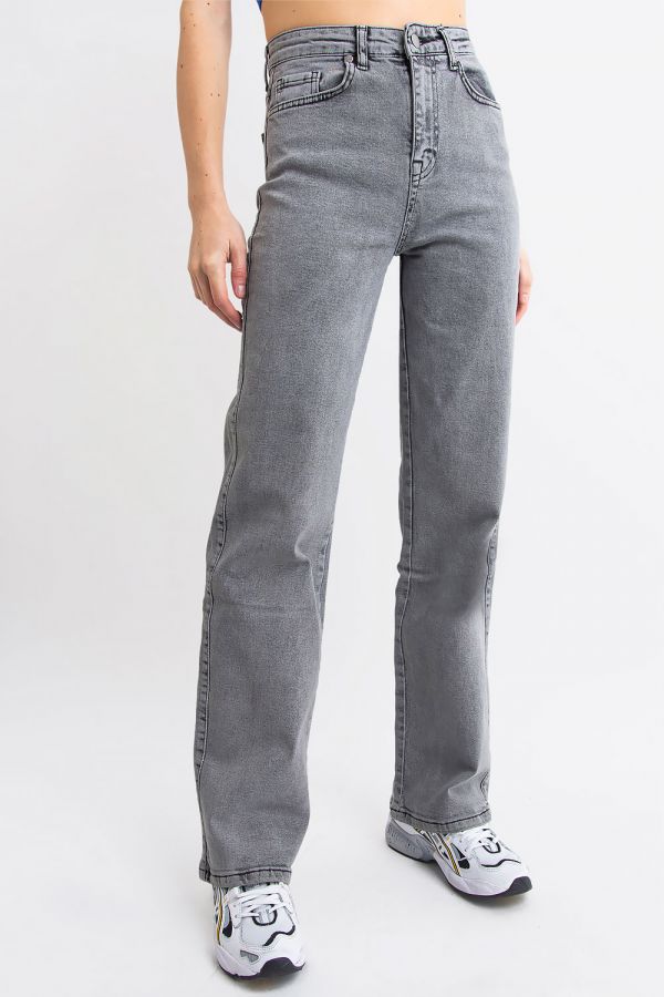 Weit geschnittene Jeans mit hoher Taille- Rory Grau acid-washed