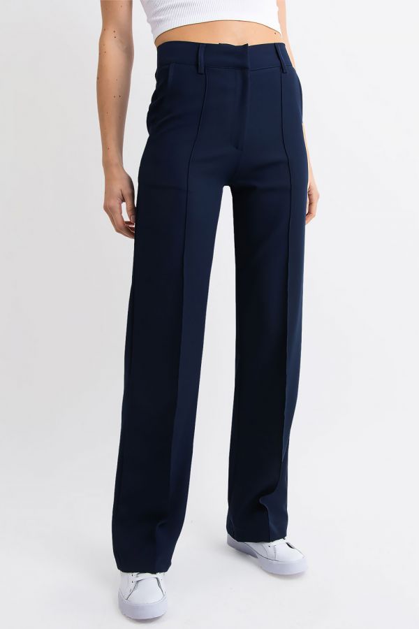 Anzughose mit hoher Taille und Biesen - Sally Marineblau