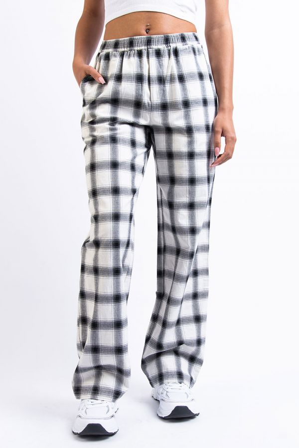 Loungehose Mit Halbhoher Taille - Mandy White Check