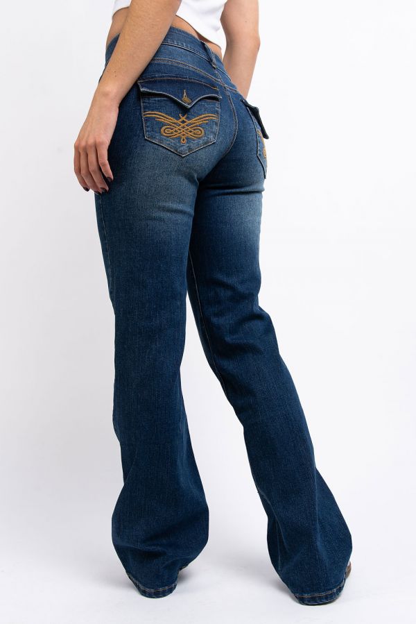 Tief Geschnittene Bootcut Jeans - Jolie Vintage Blue
