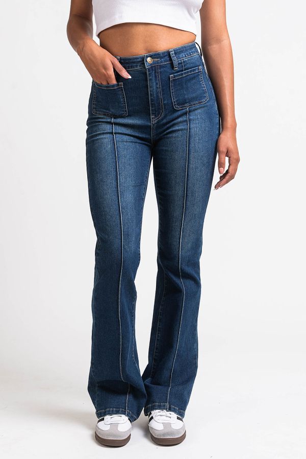 Bootcut-Jeans mit hoher Taille- Claire Vintage Blue